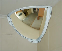 Convex 300mm Polycarbonate Quarter Dome Indoor Corner Mirror - Anti-ligature