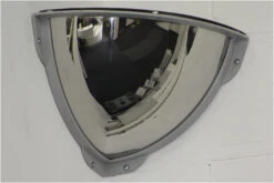 Convex 250mm Stainless Steel Quarter Dome Corner Mirror - Anti-ligature