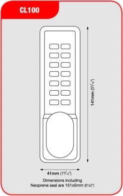 Codelocks CL100 Surface Deadbolt (Satin Chrome) -Home Security Anti-Theft Supplies Store 118822