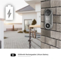 EZVIZ DB2 Grey Battery Powered Video Doorbell - With Chime -Home Security Anti-Theft Supplies Store 152082
