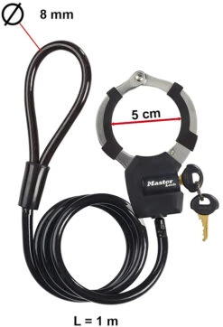 Master Lock 8275EURDPRO Keyed Cable & Cuff Bike Lock (1.0m) -Home Security Anti-Theft Supplies Store 152988
