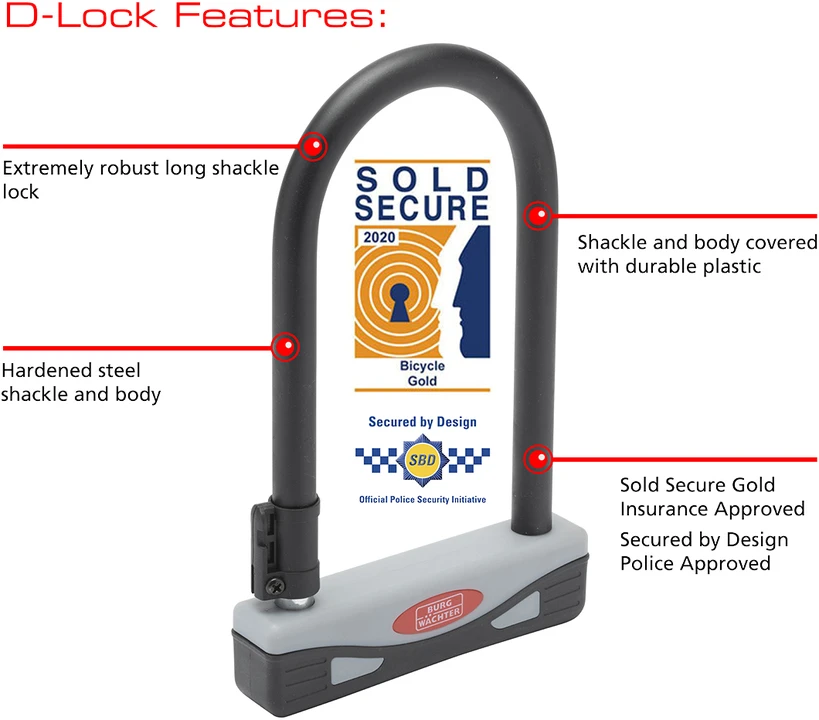 Burg Wachter 1600HB 170/210 Sold Secure Gold D Lock 10 Burg Wachter 1600HB 170/210 Sold Secure Gold D Lock - Image 8