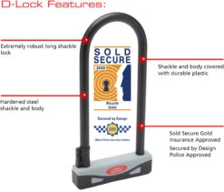 Burg Wachter 1600HB 170/280 Sold Secure Gold D Lock -Home Security Anti-Theft Supplies Store 153482