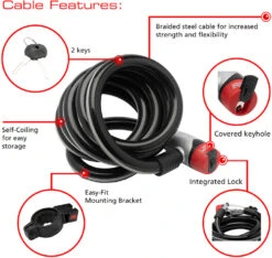 Burg Wachter 1650 Reflex Cable Bike Lock (1.8m) -Home Security Anti-Theft Supplies Store 153644