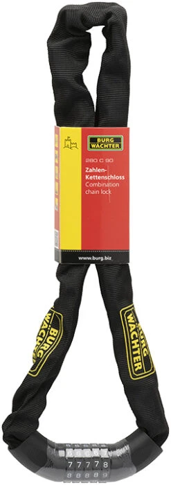 Burg Wachter 280 Combination Chain Bike Lock (0.9m) -Home Security Anti-Theft Supplies Store 154106