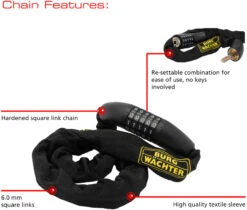 Burg Wachter 280 Combination Chain Bike Lock (0.9m) -Home Security Anti-Theft Supplies Store 154114