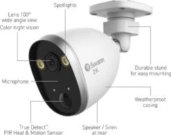Swann 4 Megapixel PoE Outdoor Spotlight Security Camera -Home Security Anti-Theft Supplies Store 155302