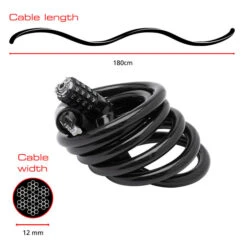 Burg Wachter 230 180 L Combination Bike Lock (1.8m) - Black -Home Security Anti-Theft Supplies Store 155728