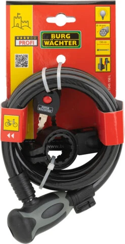 Burg Wachter 1345 150 L Cable Bike Lock (1.5m) - Grey -Home Security Anti-Theft Supplies Store 156982