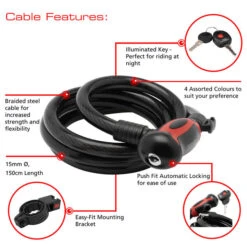 Burg Wachter 1345 150 L Cable Bike Lock (1.5m) - Grey -Home Security Anti-Theft Supplies Store 157061