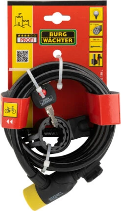 Burg Wachter 340 180 L Cable Bike Lock (1.8m) - Black & Yellow -Home Security Anti-Theft Supplies Store 157090
