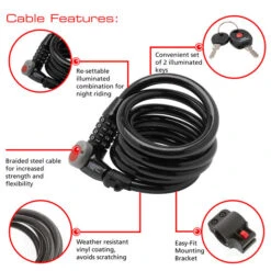 Burg Wachter 230 180 L Combination Bike Lock (1.8m) - Black -Home Security Anti-Theft Supplies Store 157278