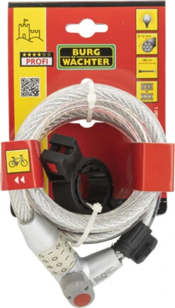 Burg Wachter 230 180 L Combination Bike Lock (1.8m) - Silver -Home Security Anti-Theft Supplies Store 157288