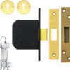 Willenhall M1C - 5 Lever Deadlock (80mm, Polished Brass) -Home Security Anti-Theft Supplies Store 158239