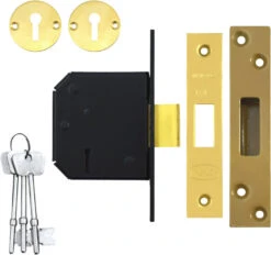 Willenhall M1C - 5 Lever Deadlock (80mm, Polished Brass)