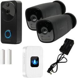 Amalock DB821 Video Doorbell & CAM400 Wireless Camera (Twin Pack) Kit -Home Security Anti-Theft Supplies Store 159015