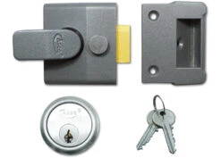 Asec AS15 - Deadlocking Night Latch (40mm, Dark Grey, Chrome)
