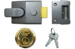 Asec AS19 - Deadlocking Night Latch (60mm, Dark Grey, Brass)
