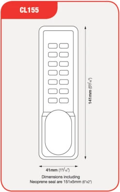 Codelocks CL155 Door Lock (Satin Chrome) -Home Security Anti-Theft Supplies Store 76690