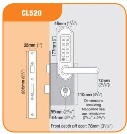 Codelocks CL520 - Sashlock (Stainless Steel) -Home Security Anti-Theft Supplies Store 76866