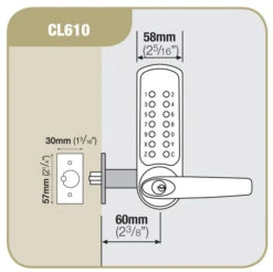 Codelocks CL610 - Key Override (Stainless Steel) -Home Security Anti-Theft Supplies Store 77020