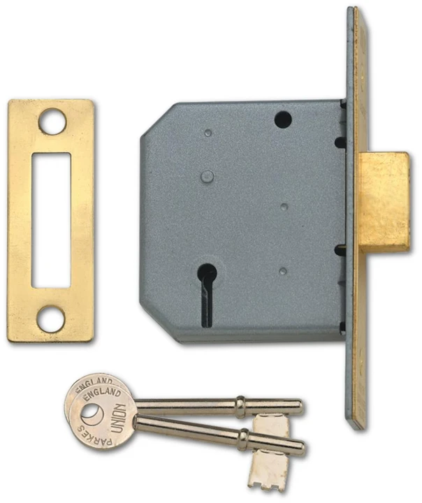 Union 2177 - 3 Lever Deadlock (65mm, Polished Brass) 3 Union 2177 - 3 Lever Deadlock (65mm, Polished Brass)