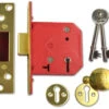 Union 2101 - 5 Lever Deadlock (77mm, Polished Brass) -Home Security Anti-Theft Supplies Store 86261