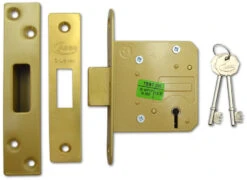 Asec 5 Lever Deadlock (64mm, Polished Brass)
