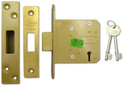 Asec BS 5 Lever Deadlock (76mm, Polished Brass)